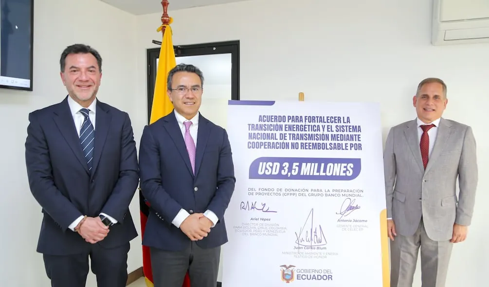 Banco Mundial dona $ 3,5 millones a Ecuador para proyectos energéticos