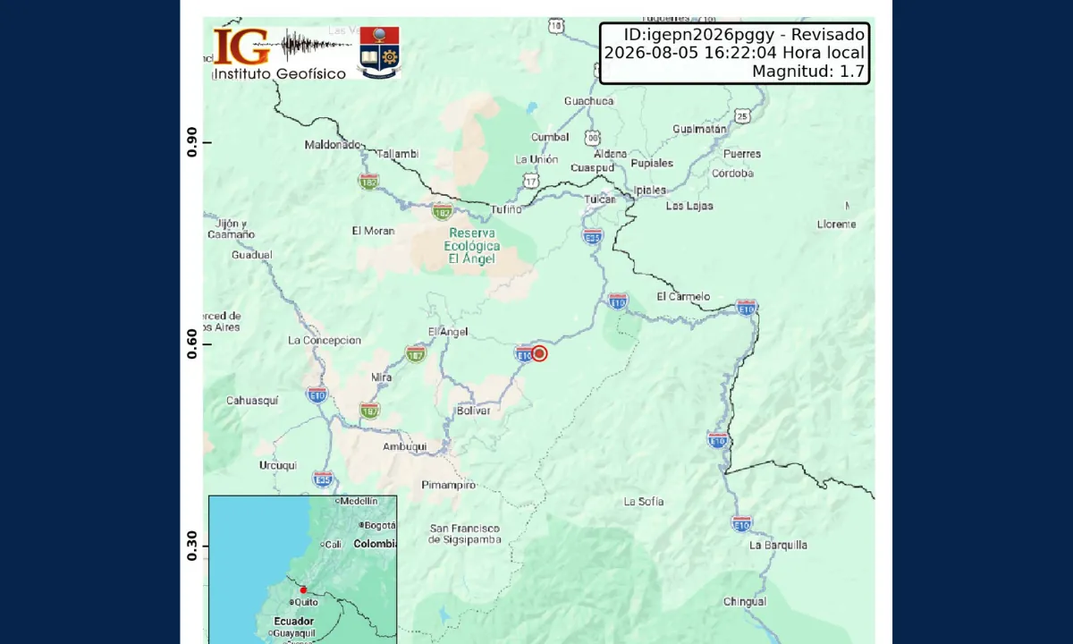 Un segundo sismo sacude la provincia de Carchi este 5 de agosto
