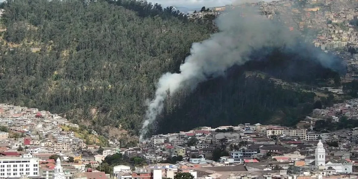 Incendio forestal en El Trébol genera restricciones viales en Quito