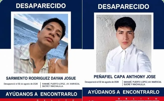 Hallan sin vida a los dos jóvenes desaparecidos durante un viaje a Puerto López