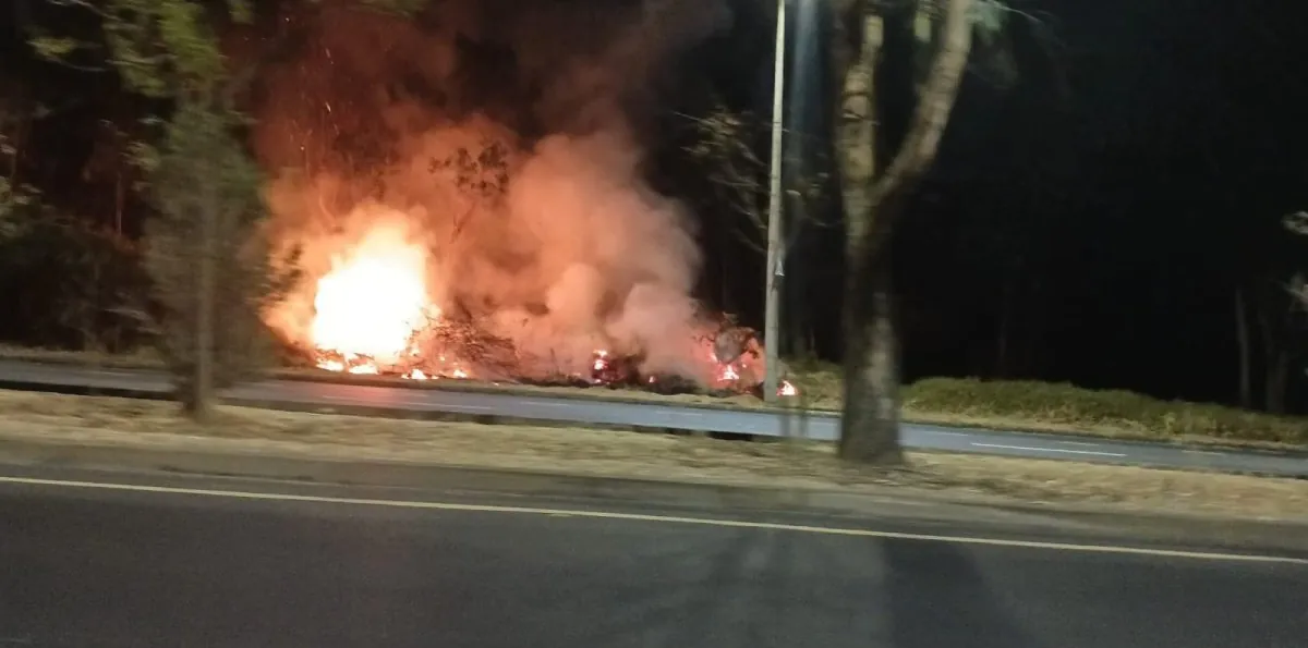 Detienen a un sospechoso por incendio forestal registrado en la Av. Simón Bolívar, en Quito
