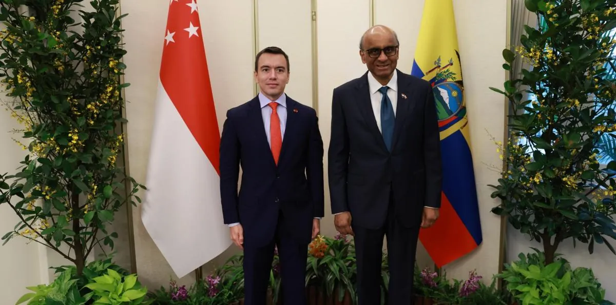 Daniel Noboa se reúne con el presidente y el primer ministro de Singapur en últimas actividades de gira asiática