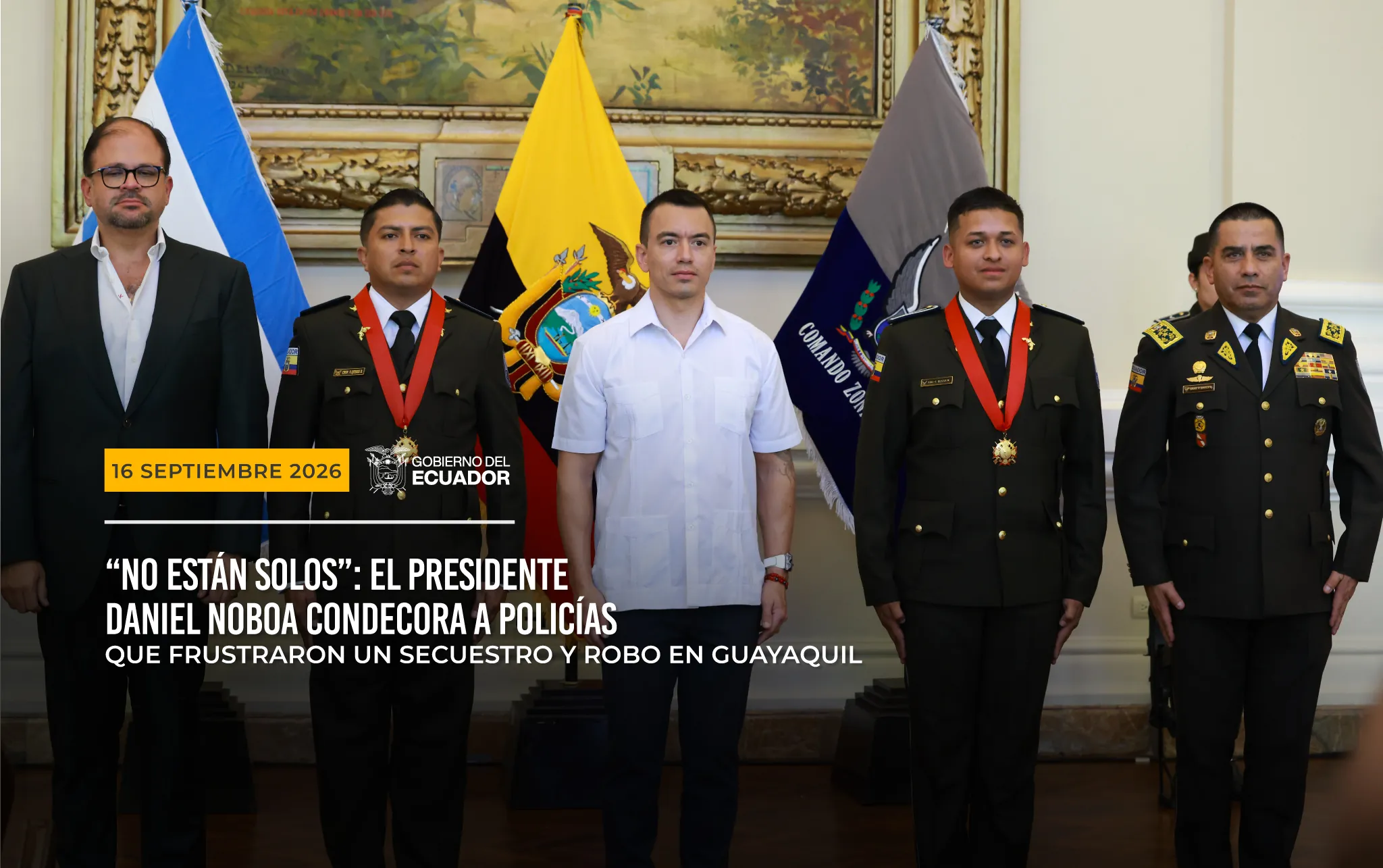 Policías que frustaron un secuestro y robo en Guayaquil fueron condecorados