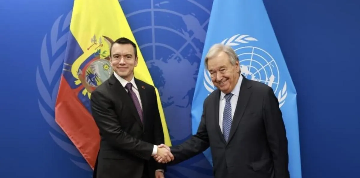 Daniel Noboa trata con el secretario general de la ONU la necesidad de una respuesta internacional contra narcotráfico